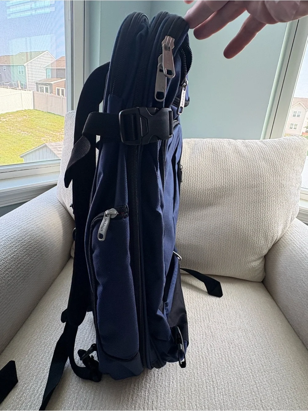 eBags Mother Lode Carry-On Travel Backpack Navy Blue Full Size